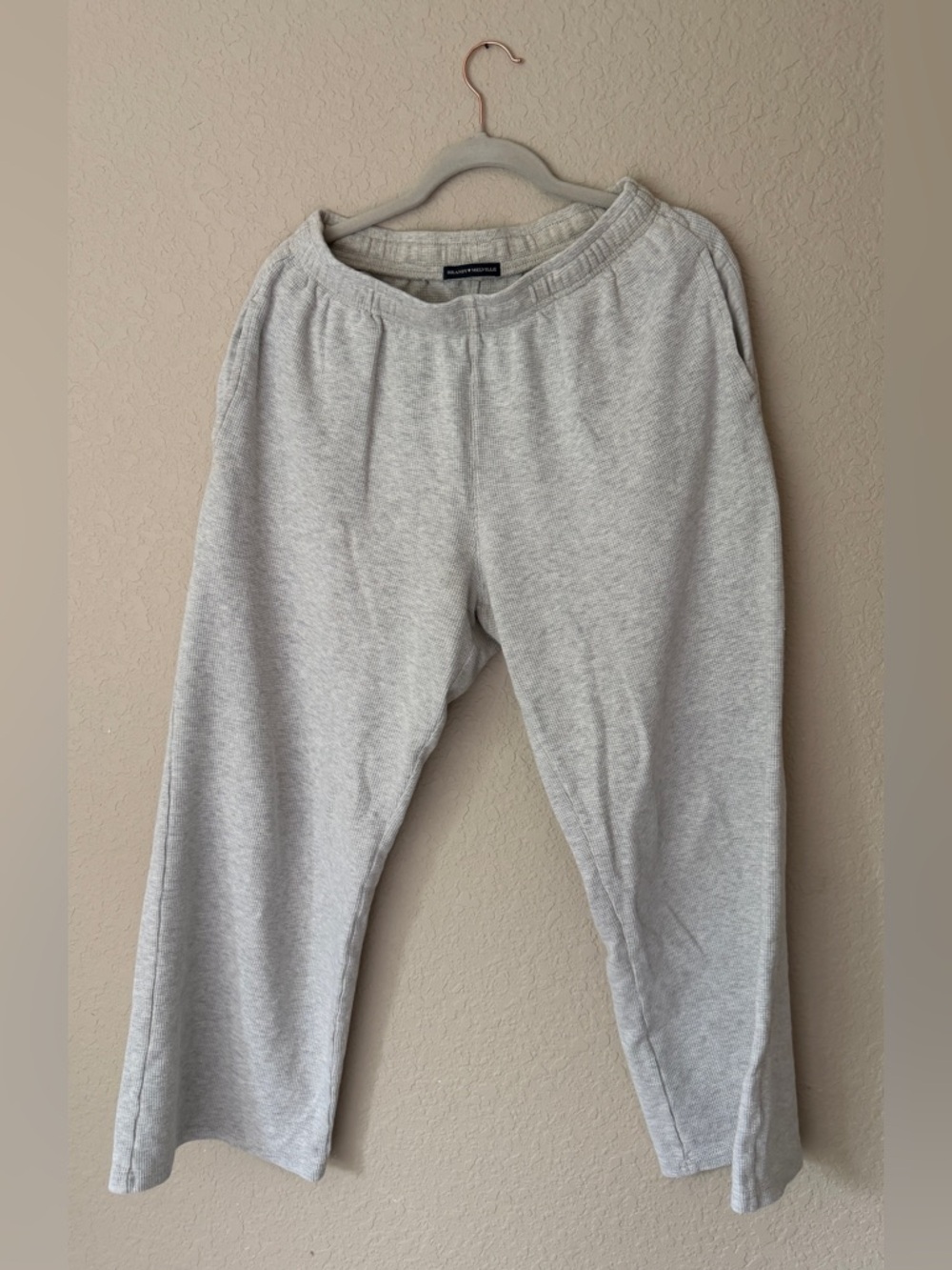 Brandy Melville Light Gray Waffle-Knit Lounge Pants